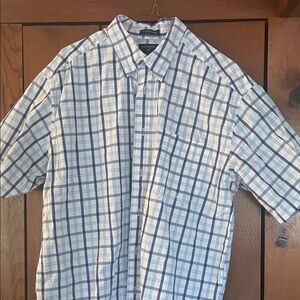 Dockers Men's Casual Blue and White Checkered Shirt
